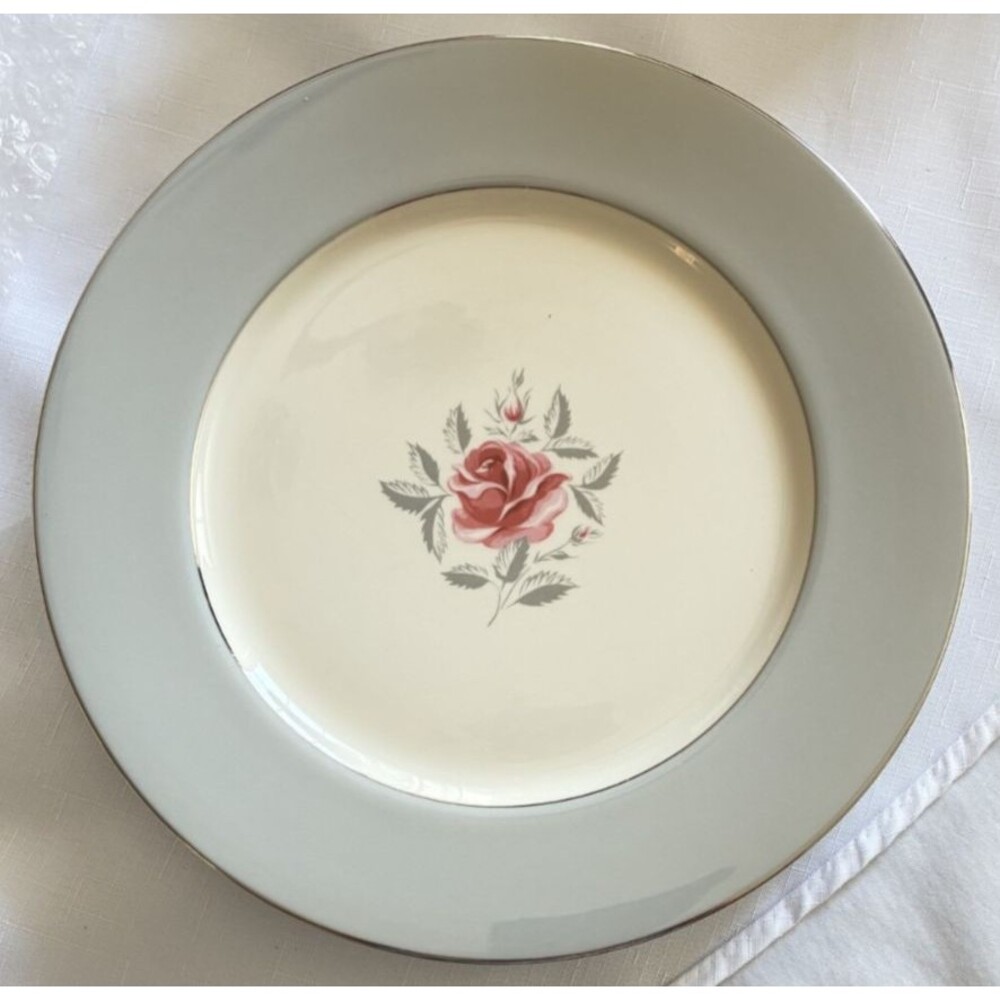 Gorham MIRAMAR Dinner Plates Set of 2 Pink Rose Platinum Trim 10.75"